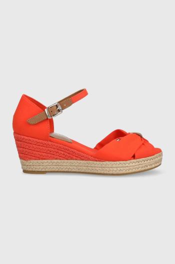 Sandály Tommy Hilfiger BASIC OPENED TOE MID WEDGE oranžová barva, FW0FW04785