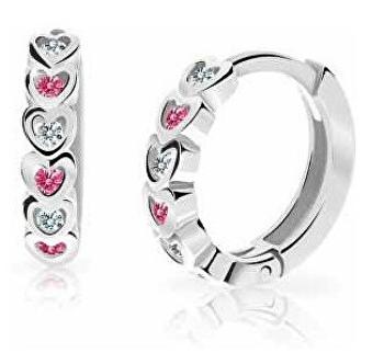 Cutie Jewellery Dětské kruhové náušnice z bílého zlata C3339-80-X-2 fuchsiová