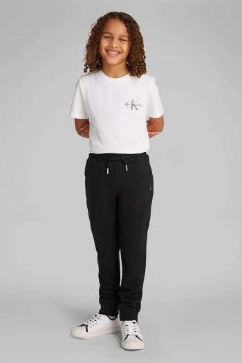 Detské tepláky Calvin Klein Jeans čierna farba, jednofarebné, IU0IU00621