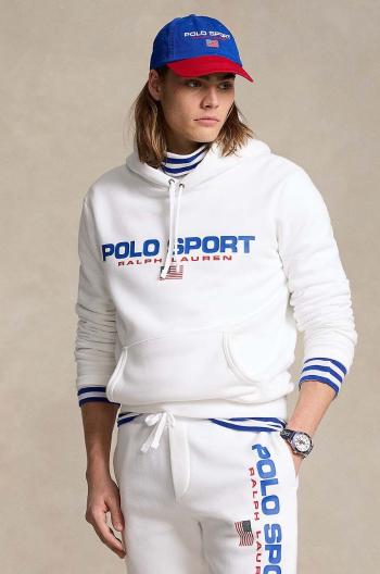 Mikina Polo Ralph Lauren pánská, bílá barva, s kapucí, s potiskem, 710938447