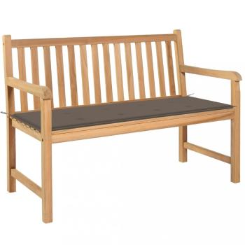 Zahradní lavice s taupe poduškou 120 cm masivní teak