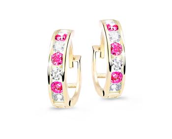 Cutie Jewellery Slušivé dětské náušnice ze žlutého zlata C3345-80-X-1 fuchsiová