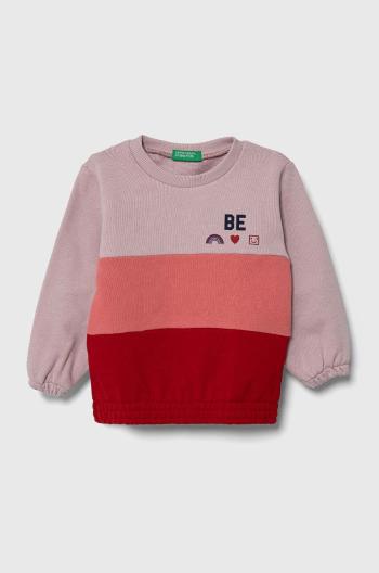 Dětská bavlněná mikina United Colors of Benetton fialová barva, vzorovaná