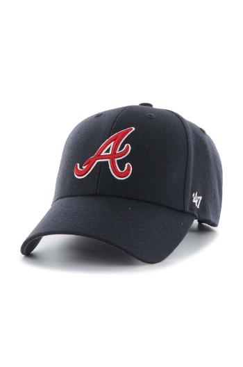 Čepice s vlněnou směsí 47brand MLB Atlanta Braves tmavomodrá barva, s aplikací, B-MVP01WBVRP-NY