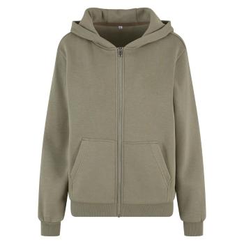 Build Your Brand Hebká dámská mikina na zip Fluffy - Světlá olivová | XS
