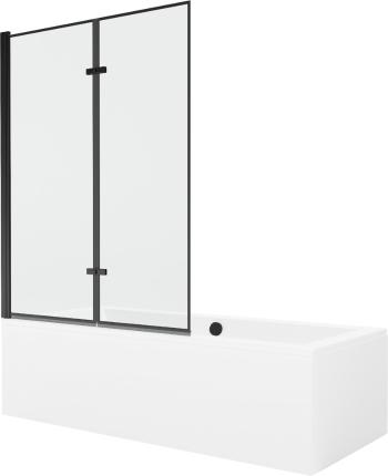 MEXEN/S Cube obdélníková vana 180 x 80 cm s panelem + vanová zástěna 120 cm, černá vzor 550518080X92120027070