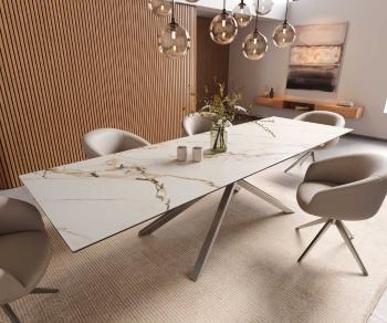 Jídelní stůl Edge 300x100 keramika Calacatta Luxe bílo-zlato