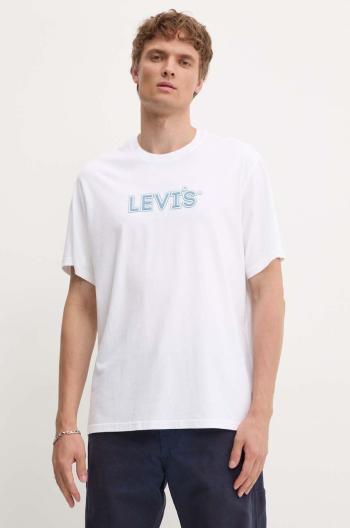 Bavlněné tričko Levi's bílá barva, s potiskem