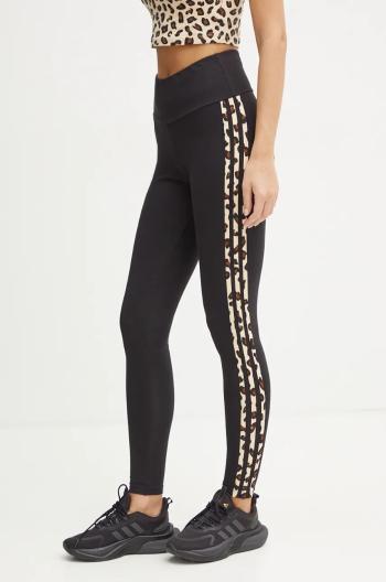 Legíny adidas Originals Leopard Legging dámské, černá barva, s aplikací, IW8471