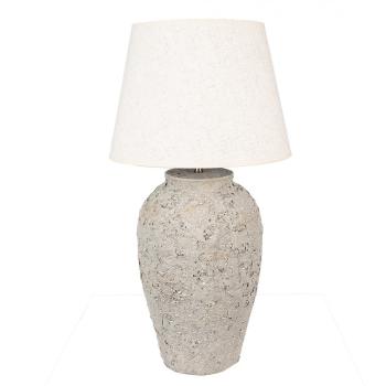 Šedá terakotová stolní lampa Teracci s béžovým stínidlem -  Ø 35*68 cm 6LMC0088