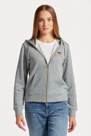 MIKINA GANT ARCHIVE SHIELD FULL ZIP HOODIE GREY MELANGE