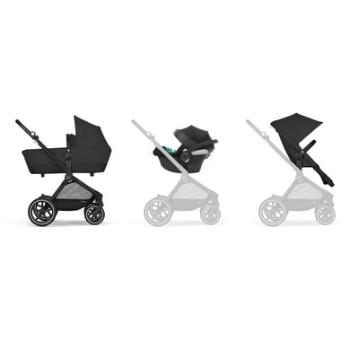 cybex GOLD Cestovní systém 3 v 1 kočárek Eos Lux včetně dětské autosedačky Aton B2 Black Moon Black