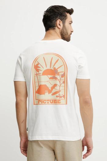 Bavlnené tričko Picture Endako pánske, biela farba, s potlačou, MTS1226