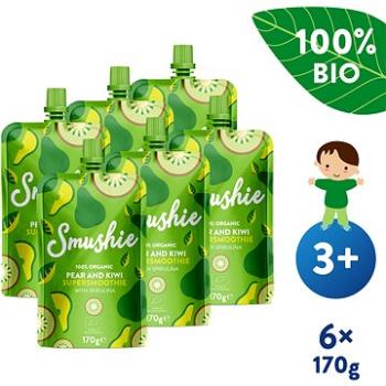 SALVEST Smushie BIO Ovocné smoothie s hruškou, kiwi a spirulinou 6× 170 g (4740073075951)