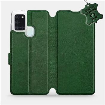 Flip pouzdro na mobil Samsung Galaxy A21S - Zelené - kožené -   Green Leather (5903516287383)