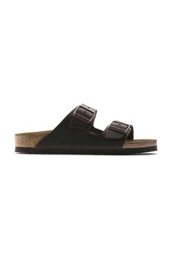 Kožené pantofle Birkenstock Arizona dámské, hnědá barva, 52533