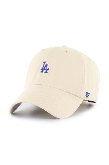 Bavlněná baseballová čepice 47brand MLB Los Angeles Dodgers béžová barva, s aplikací, B-BSRNR12GWS-NTA