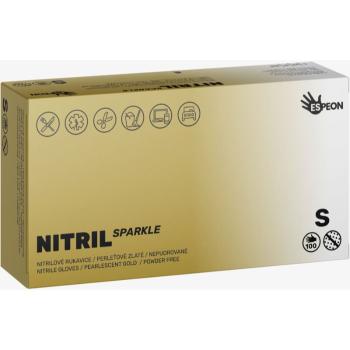 Espeon Nitril Sparkle Pearlescent Gold nitrilové nepudrované rukavice veľkosť S 2x50 ks