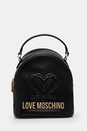 Kožený batoh Love Moschino dámský, černá barva, malý, s aplikací, JC4361PP0L