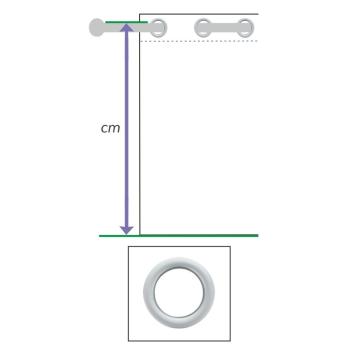 Stříbrná matná barva kroužků, Kroužkování závěsu, (přidejte 23 cm látky)