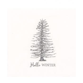 Bílé papírové ubrousky se stromem Hello Winter - 33*33 cm (20ks) 73092