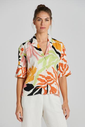 KOŠILE GANT REL PALM PRINT SS LINEN SHIRT MEDAL YELLOW