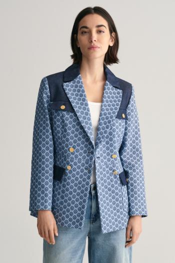 SAKO GANT SLIM MONOGRAM JACQUARD BLAZER SALTY SEA