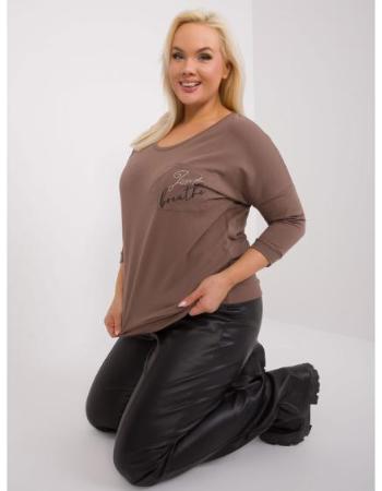 Dámská halenka plus size s nápisem DAY hnědá