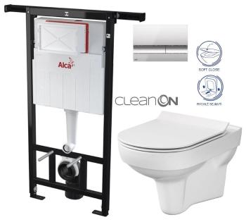 ALCADRAIN Jádromodul předstěnový instalační systém s chromovým tlačítkem M1721 + WC CERSANIT CITY NEW CLEANON + WC SEDÁTKO SLIM AM102/1120 M1721 CI2