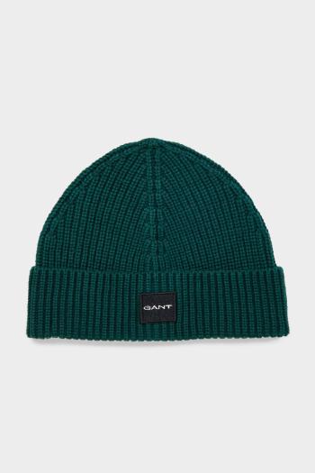 ČEPICE GANT UNISEX. COTTON RIB KNIT BEANIE TARTAN GREEN