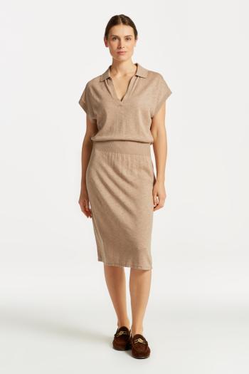 ŠATY GANT LINEN-BLEND COLLAR DRESS HORN BEIGE