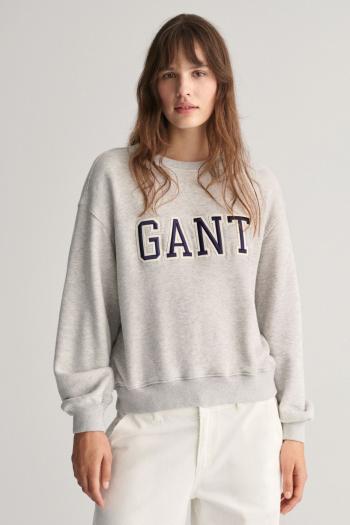 MIKINA GANT LOGO C-NECK SWEAT PALE GREY MELANGE