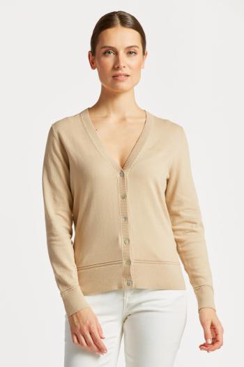 SVETR GANT LIGHT COTTON V-CARDIGAN DRY SAND2