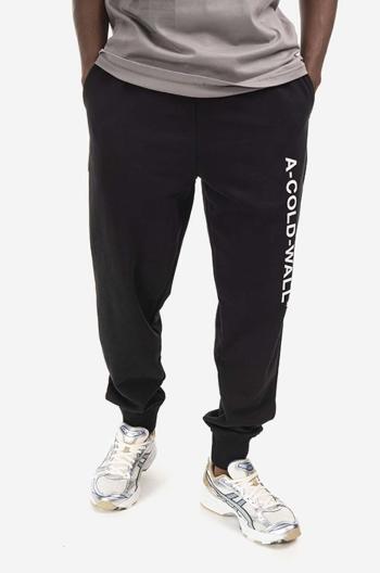 Bavlněné tepláky A-COLD-WALL* Essential Logo Sweatpants černá barva, s potiskem, ACWMB148.-BLACK