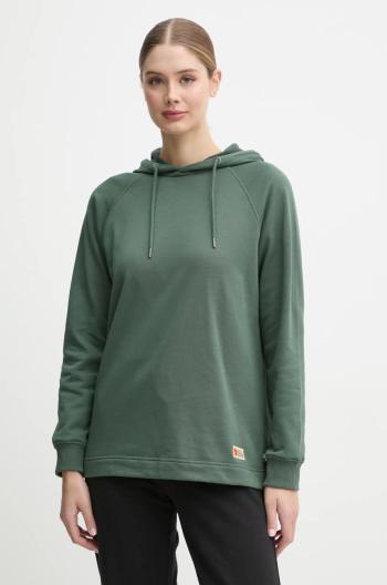 Bavlněná mikina Fjallraven Vardag Hoodie W dámská, zelená barva, s kapucí, hladká, F86987.679