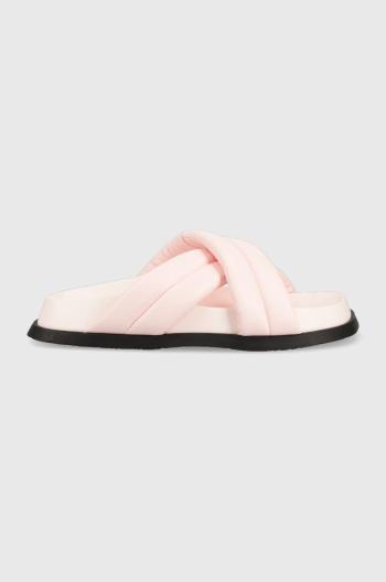 Pantofle Tommy Jeans FANCY PADDED SANDAL dámské, růžová barva, EN0EN02175