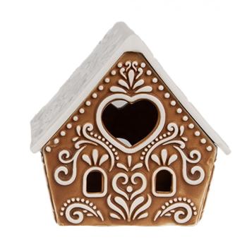 Porcelánový svícen perníková chaloupka Gingerbread House - 8*6*8 cm 6CE1743