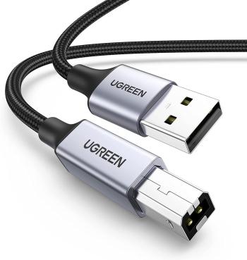 Adatkábel UGREEN USB-A to USB-B Printer Cable Aluminum Case Braided 1.5m Black