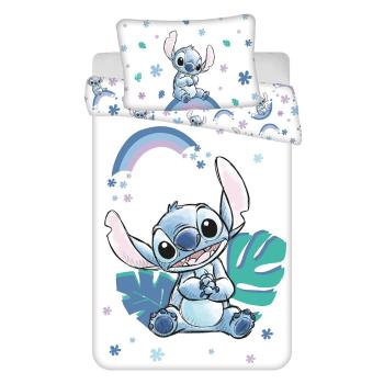 Fehér-kék pamut gyerek ágyneműhuzat babaágyhoz 135x100 cm Lilo and Stitch "Rainbow" – Jerry Fabrics