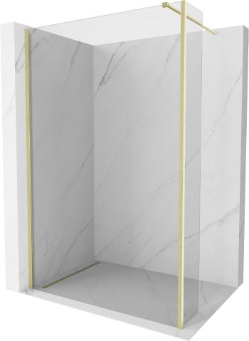 MEXEN/S Kioto Sprchová zástěna WALK-IN 125 x 30 cm, transparent, zlatá kartáčovaná 800-125-212-55-00-030