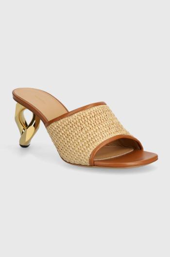 Pantofle JW Anderson Raffia Sandal dámské, béžová barva, na podpatku, ANW42230A