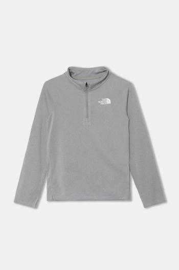 Dětské tričko s dlouhým rukávem The North Face NEVER STOP 1/4 ZIP šedá barva, s potiskem