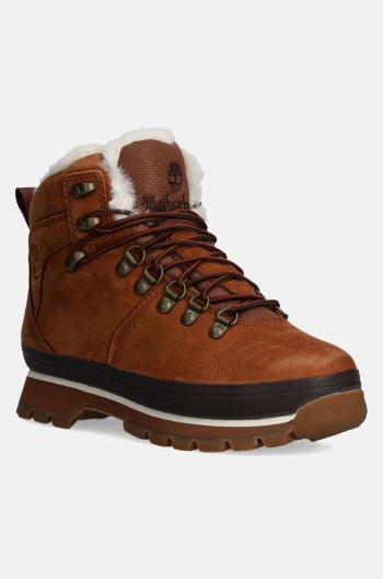 Kožené workery Timberland Euro Hiker dámské, hnědá barva, na plochém podpatku, lehce zateplené, TB1A2KE7F131