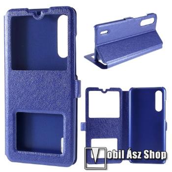 Műanyag védő tok / hátlap - KÉK - oldalra nyíló ablakos flip cover, asztali tartó funkció, mágneses záródás, hívásfelvétel - Xiaomi Mi 9 Lite / Xiaomi Mi CC9