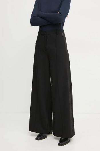 Kalhoty Twinset dámské, černá barva, široké, high waist, 242AT2042