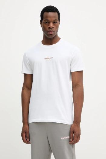 Bavlnené tričko Calvin Klein Jeans pánske, biela farba, s nášivkou, J30J325649