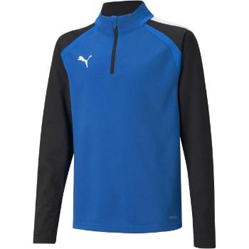 Puma TEAMLIGA 1/4 ZIP TOP JR Dětská fotbalová mikina, modrá, velikost