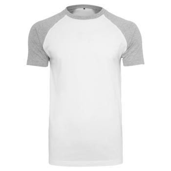 Build Your Brand Pánské dvoubarevné tričko s krátkým rukávem - Bíla / šedý melír | XL