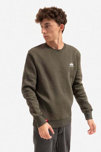 Mikina Alpha Industries Basic Sweater Small Logo pánská, zelená barva, s potiskem, 188307.142