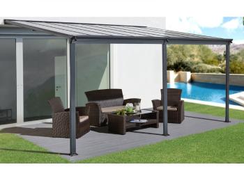 Hliníková pergola 4,35x3 m WALL 43 antracit Lanitplast Průhledná (čirá)